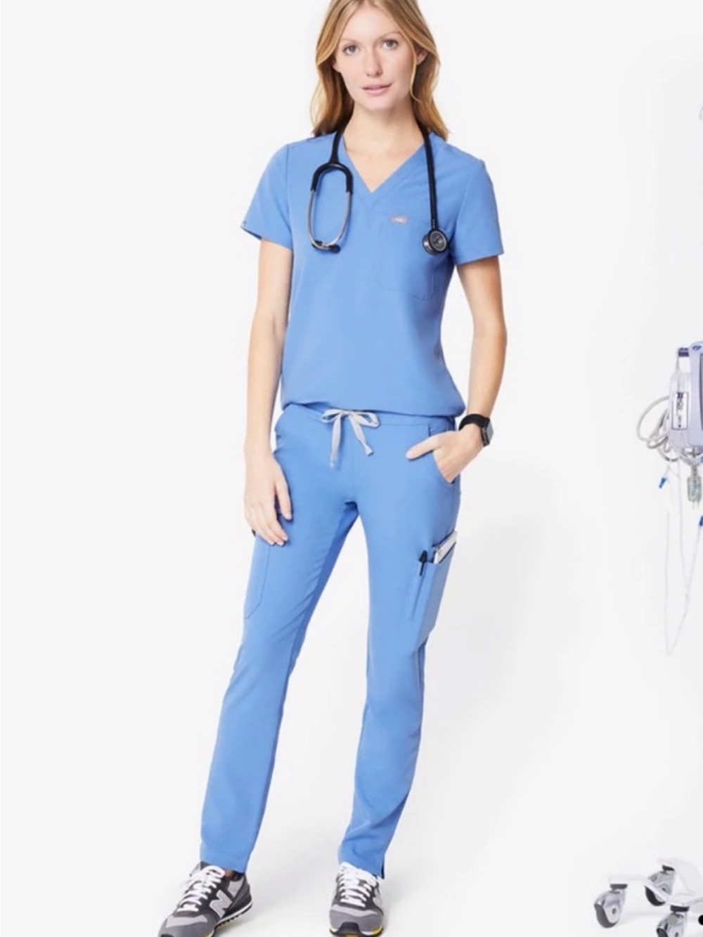 Figs Women's Ceil blue 3 bundle: Yola medium petite, Catarina, full button down